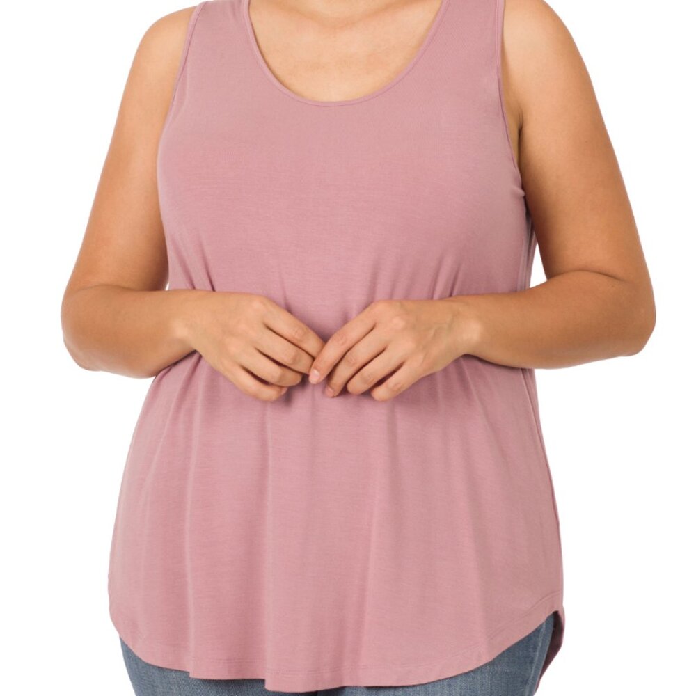 Zenana Plus Modal Sleeveless Round Neck & Hem Top